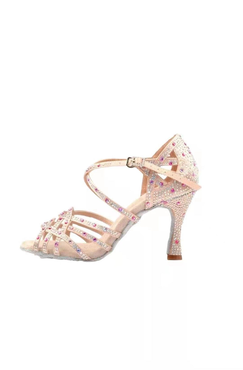 Custom Made Latin Dance Shoes - Diamond-Holic ~ Sparkling Rosé - Sydney Social Baila