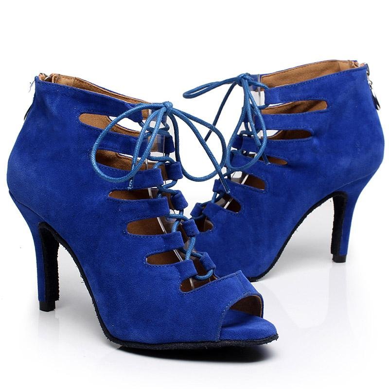 Custom Made Latin Dance Shoes - Lace up boot- Blue - Sydney Social Baila