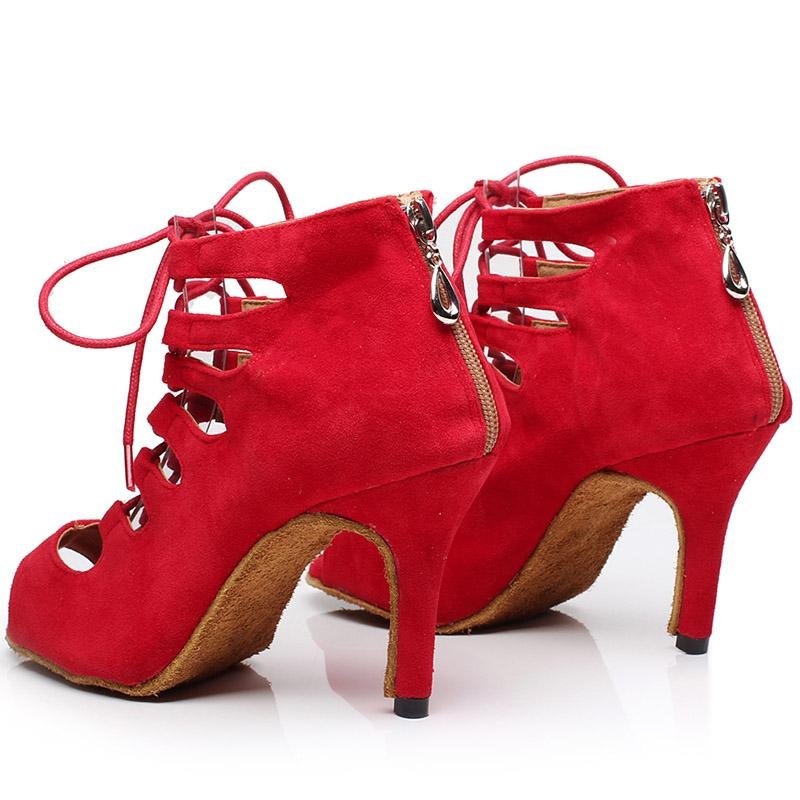 Custom Made Latin Dance Shoes - Lace up boot- Red - Sydney Social Baila